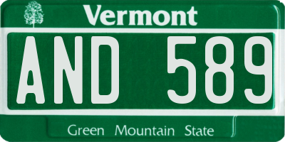 VT license plate AND589