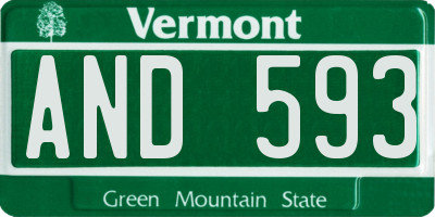 VT license plate AND593