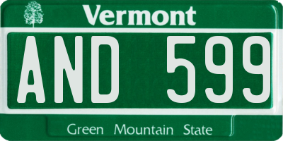 VT license plate AND599