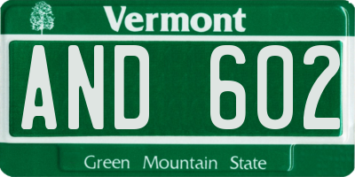 VT license plate AND602