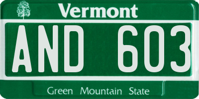 VT license plate AND603