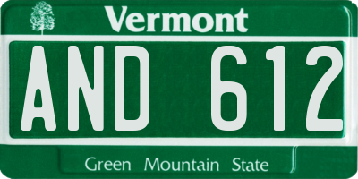 VT license plate AND612