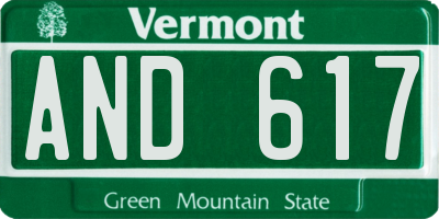 VT license plate AND617