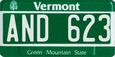 VT license plate AND623