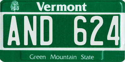 VT license plate AND624