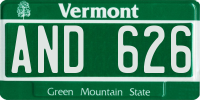 VT license plate AND626