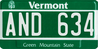 VT license plate AND634