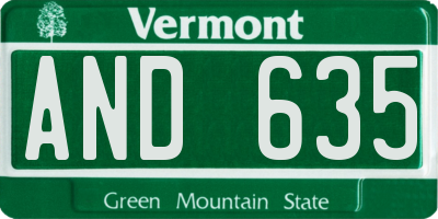VT license plate AND635