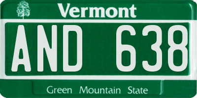 VT license plate AND638