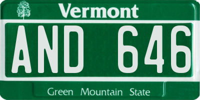 VT license plate AND646