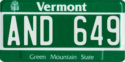 VT license plate AND649