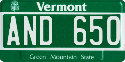 VT license plate AND650