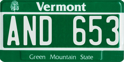 VT license plate AND653