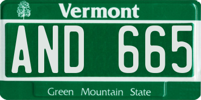 VT license plate AND665