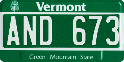 VT license plate AND673