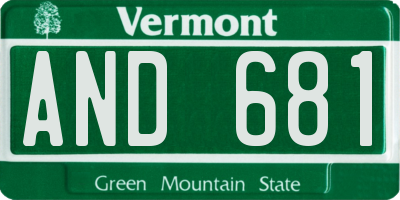 VT license plate AND681
