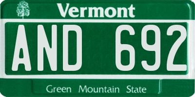 VT license plate AND692
