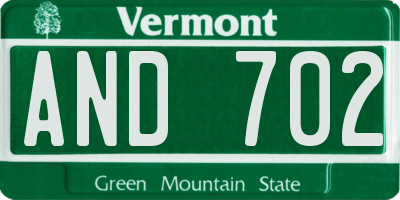 VT license plate AND702