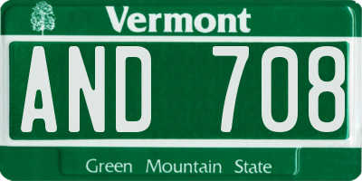 VT license plate AND708