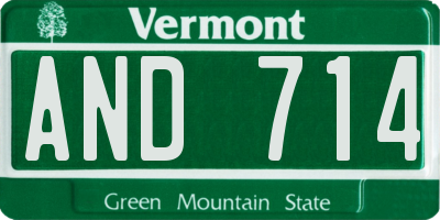 VT license plate AND714
