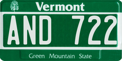 VT license plate AND722