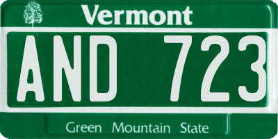 VT license plate AND723