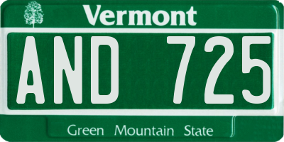 VT license plate AND725