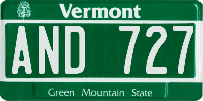 VT license plate AND727