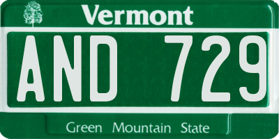 VT license plate AND729