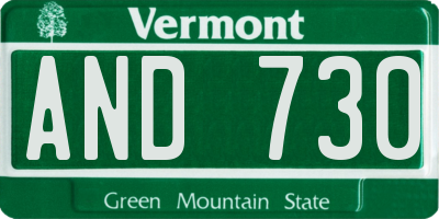 VT license plate AND730