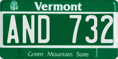VT license plate AND732