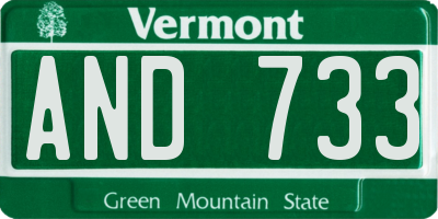 VT license plate AND733