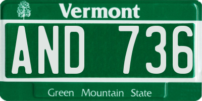 VT license plate AND736