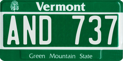 VT license plate AND737