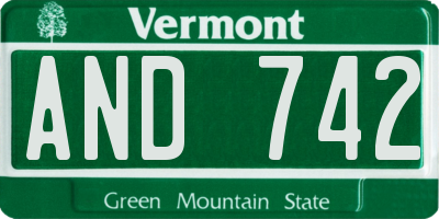 VT license plate AND742