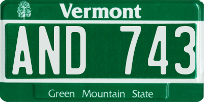 VT license plate AND743