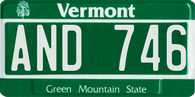 VT license plate AND746