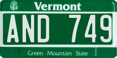 VT license plate AND749