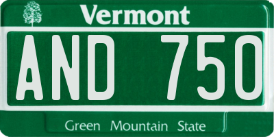 VT license plate AND750