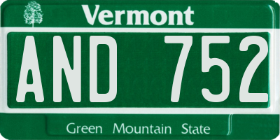 VT license plate AND752