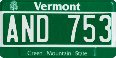 VT license plate AND753