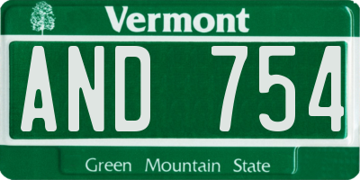 VT license plate AND754