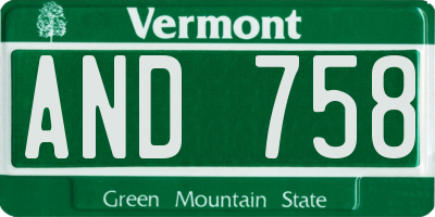 VT license plate AND758
