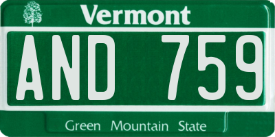 VT license plate AND759