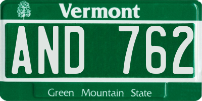 VT license plate AND762