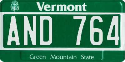 VT license plate AND764