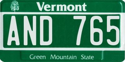VT license plate AND765