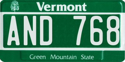 VT license plate AND768