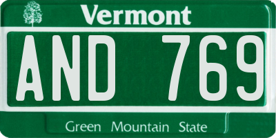 VT license plate AND769
