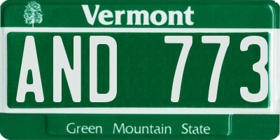 VT license plate AND773